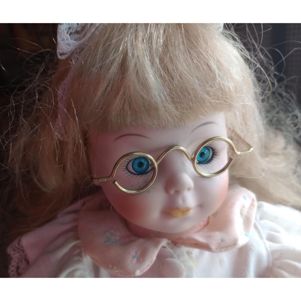Porcelain Doll | Vintage Glasses Freckles Collectible